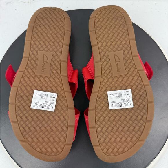 Clarks Reileigh May Sandals Womens Size 8M Red Nubuck Slide Slip On Shoes NEW - Picture 9 of 10